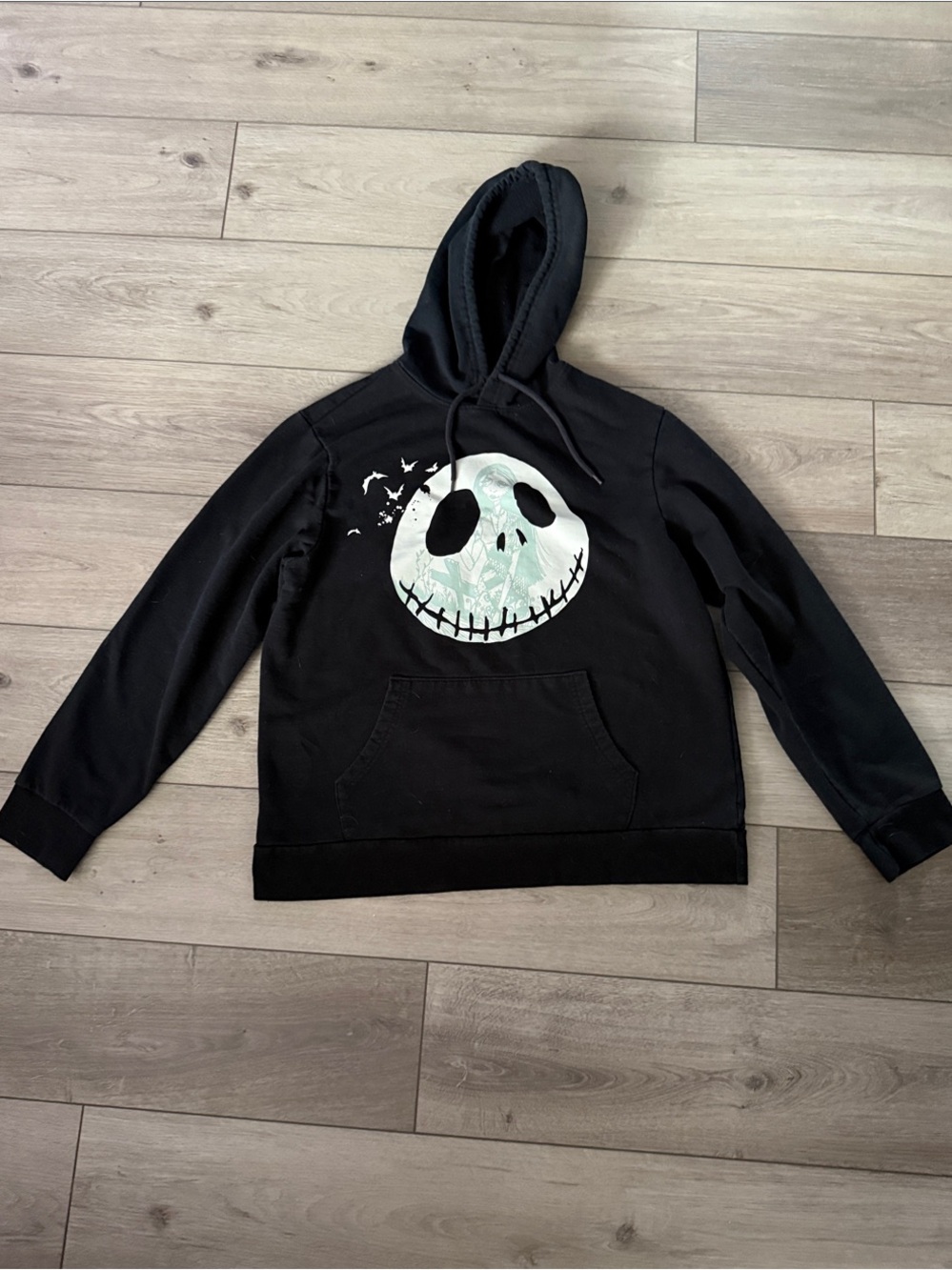 Disney Black Hoodie with Jack Skellington Face Graphic